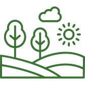 Icône paysage arbres et soleil